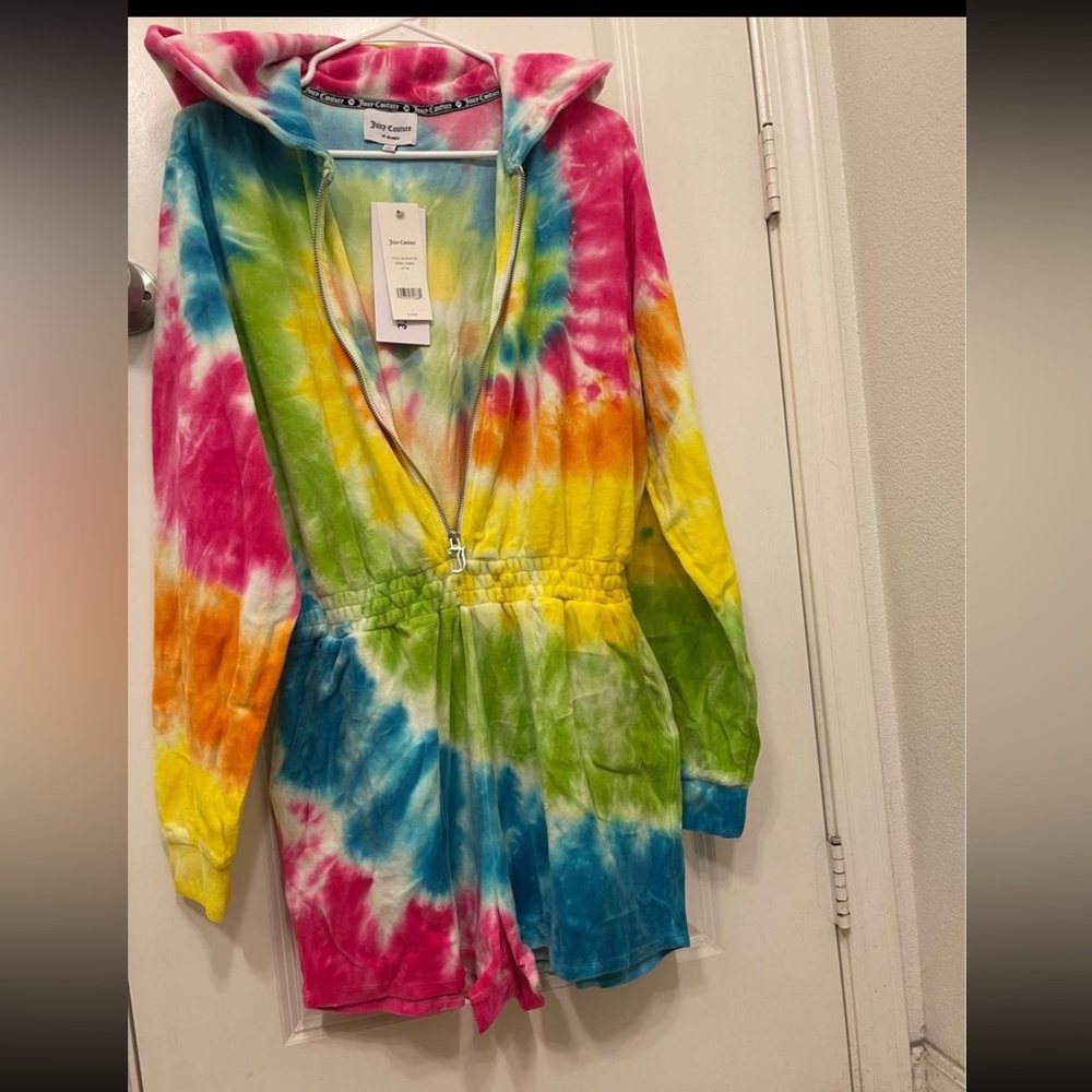 Juicy Couture Woman Girl Tie Dye Velour Velvet Jumpsuit Short Size L